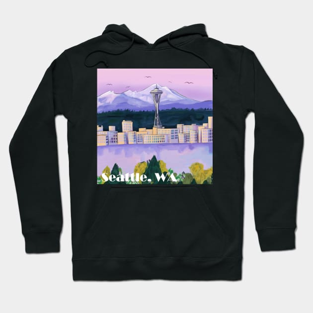 Seattle Washington Skyline Hoodie by zachlart